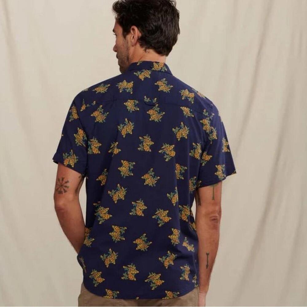 NWT Toad&Co 100% Organic Cotton Floral Button Down Collared Mattock Shirt S‎ - Picture 2 of 3